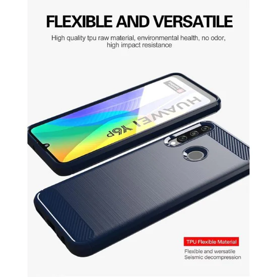 Калъф за Huawei Y6p - Carbon Silicone - Черен