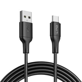 Кабел за данни с USB конектори, Type-C, 1m - Lito (LD06T) - Черен
