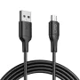 Кабел за данни с USB конектори, Micro-USB, 1m - Lito (LD06V) - Черен