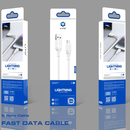 Кабел за данни с USB конектори, Lightning, 1m - Lito (LD06L) - Бял