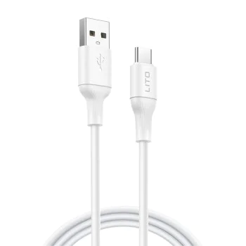 Кабел за данни с USB конектори, Type-C, 1m - Lito (LD06T) - Бял