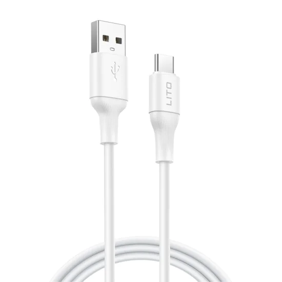 Кабел за данни с USB конектори, Type-C, 1m - Lito (LD06T) - Бял