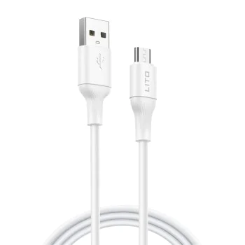 Кабел за данни с USB конектори, Micro-USB, 1m - Lito (LD06V) - Бял