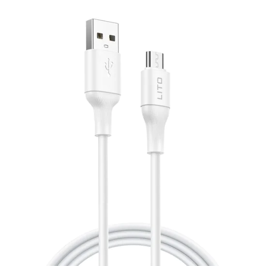 Кабел за данни с USB конектори, Micro-USB, 1m - Lito (LD06V) - Бял