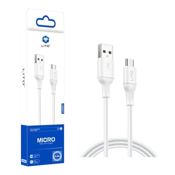 Кабел за данни с USB конектори, Micro-USB, 1m - Lito (LD06V) - Бял