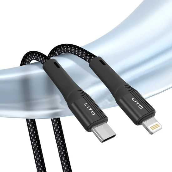 Кабел за данни с щепсел Type-C Type-C, Lightning 60W, 1m - Lito (LD14) - черен