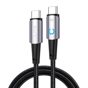 Кабел за данни с Type-C 60W, 1,2m - Lito (LD10) - черен