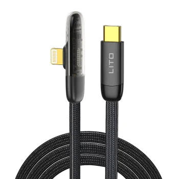 Кабел за данни с щепсел Type-C Type-C, Lightning, 1m - Lito (LD11) - черен