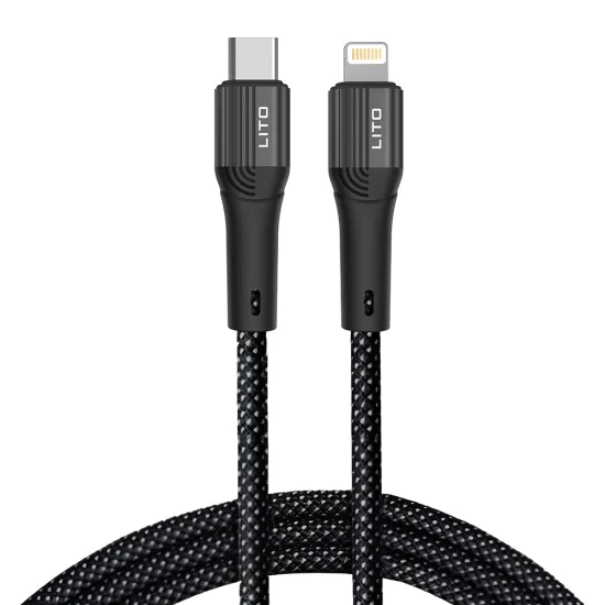 Кабел за данни с щепсел Type-C Type-C, Lightning 60W, 1m - Lito (LD14) - черен