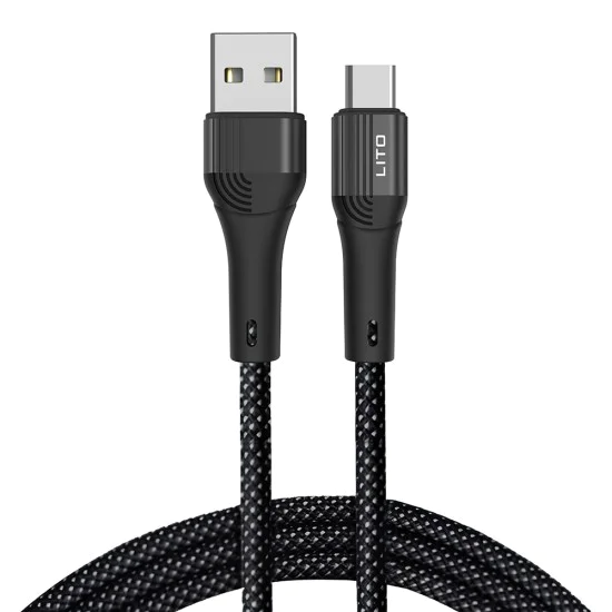 Кабел за данни с USB конектори, Type-C 60W, 1m - Lito (LD14) - черен