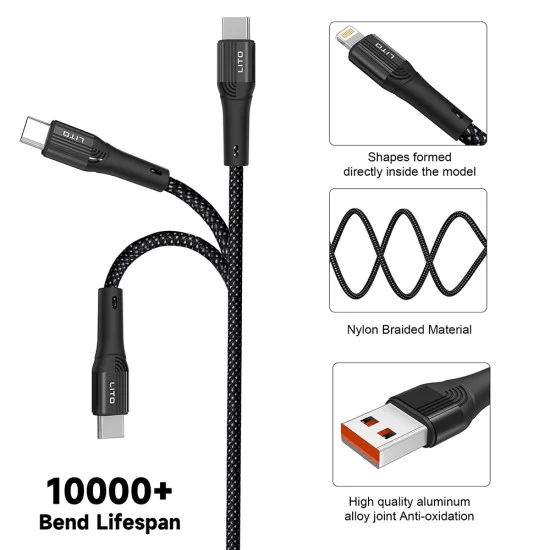 Кабел за данни с USB конектори, Type-C 60W, 1m - Lito (LD14) - черен