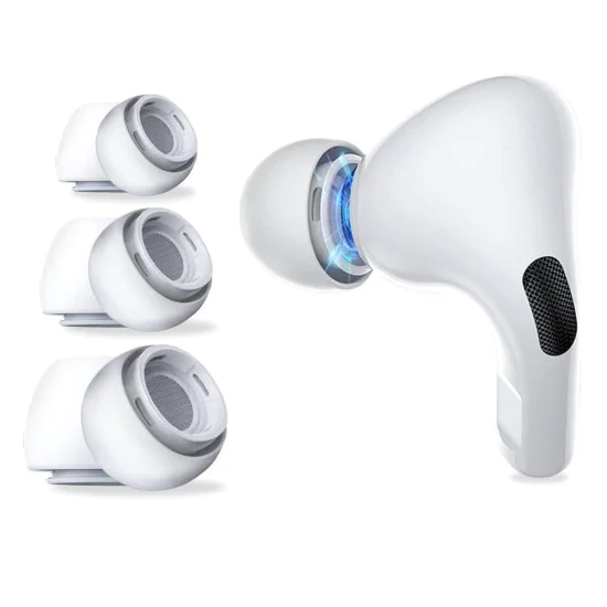 Силиконови тапи за уши за AirPods Pro 1/2, XS, S, L (комплект 3) - (ET1) - Бели