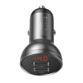 Baseus - Зарядно за кола (CCBX-0G) - Цифров дисплей, 2xUSB-A, 24W - Сиво