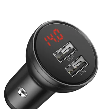 Baseus - Зарядно за кола (CCBX-0G) - Цифров дисплей, 2xUSB-A, 24W - Сиво