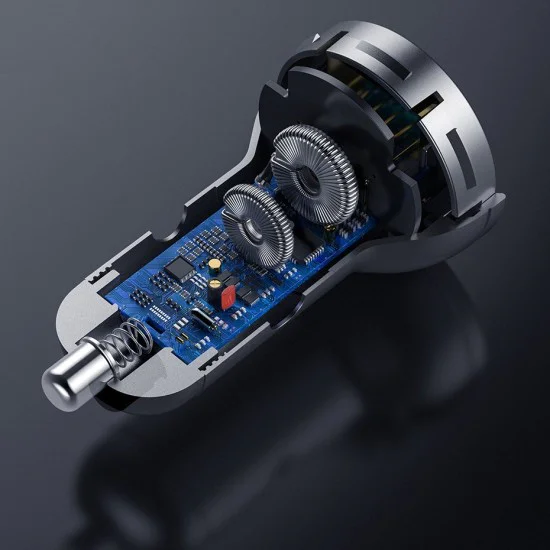 Baseus - Зарядно за кола (CCBX-0G) - Цифров дисплей, 2xUSB-A, 24W - Сиво