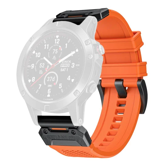 Каишка за часовник за Garmin Fenix ​​5/5 Plus 6/6 Pro/7/Forerunner 935/945/Approach S60 - Каишка за часовник QuickFit 22 мм (W068) - Оранжев/Черен
