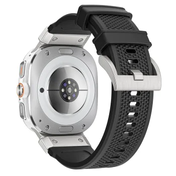 Каишка за Samsung Galaxy Watch Ultra 47 мм - Каишка за часовник (W068) - Бяла / Сребриста