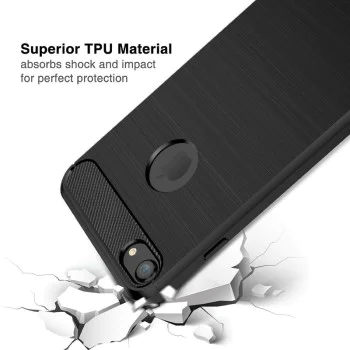 Калъф за iPhone SE 2, SE 2020 / iPhone SE 3, SE 2022 - Carbon Silicone - Черен