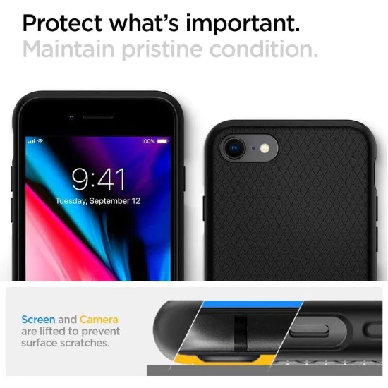 Калъф за iPhone 7 / iPhone 8 / iPhone SE 2, SE 2020 / iPhone SE 3, SE 2022 - Spigen Liquid Air - черен