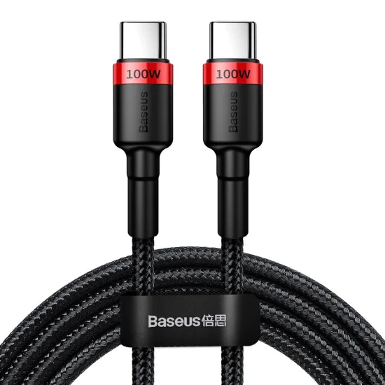 Кабел за дата Тип-C, 100 W, 2 м - Baseus Cafes (CATKLF-AL91) - Червен Черен