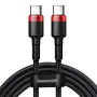 Кабел за дата Тип-C, 100 W, 2 м - Baseus Cafes (CATKLF-AL91) - Червен Черен
