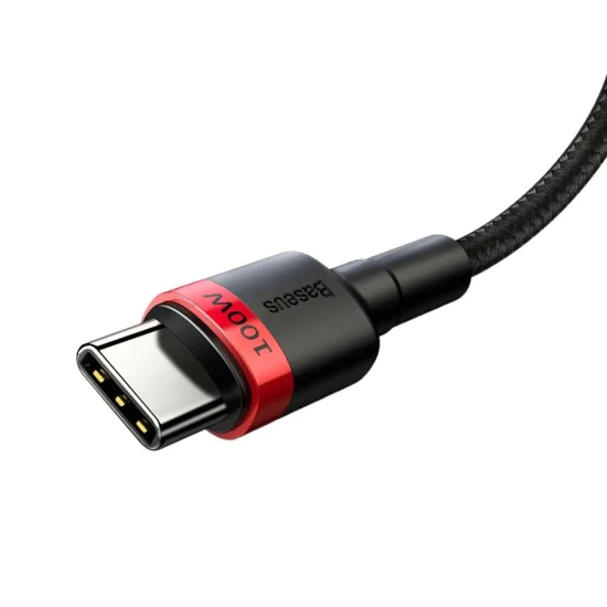 Кабел за дата Тип-C, 100 W, 2 м - Baseus Cafes (CATKLF-AL91) - Червен Черен
