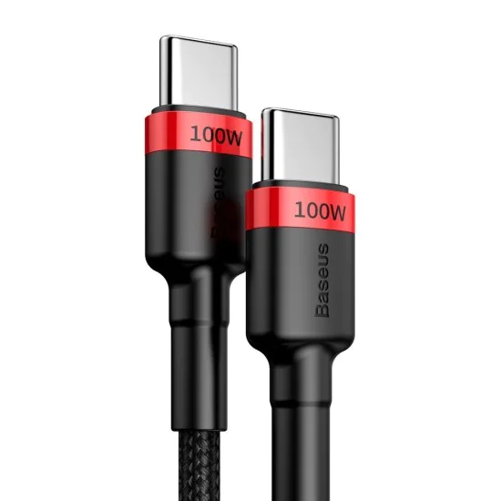Кабел за дата Тип-C, 100 W, 2 м - Baseus Cafes (CATKLF-AL91) - Червен Черен