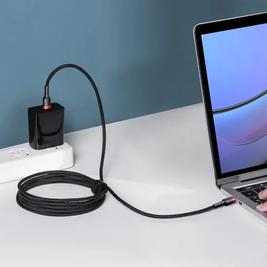 Кабел за дата Тип-C, 100 W, 2 м - Baseus Cafes (CATKLF-AL91) - Червен Черен
