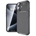 Калъф за iPhone 16 - CarbonFiber - Черен