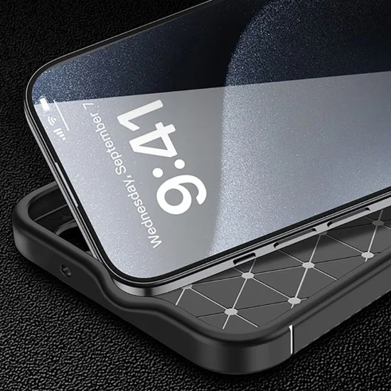 Калъф за iPhone 16 - CarbonFiber - Черен