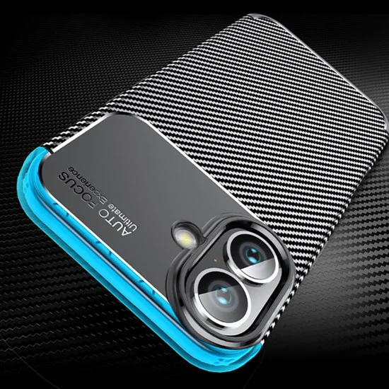 Калъф за iPhone 16 - CarbonFiber - Черен