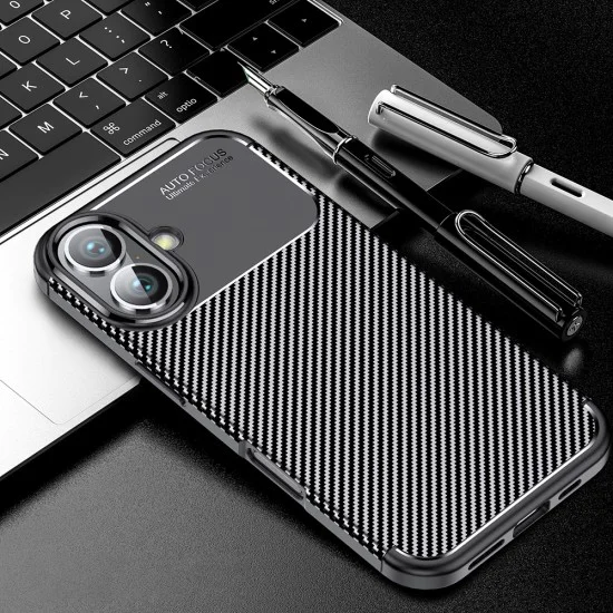 Калъф за iPhone 16 - CarbonFiber - Черен