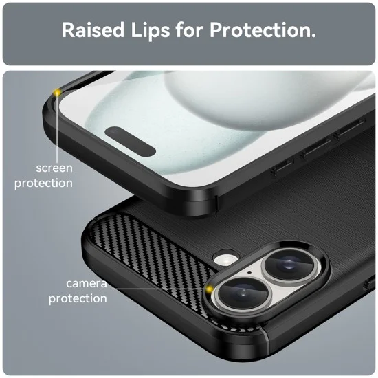 Калъф за iPhone 16 Plus - Carbon Silicone - Черен