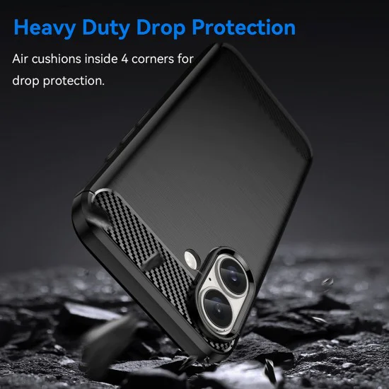 Калъф за iPhone 16 Plus - Carbon Silicone - Черен