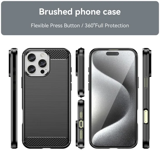Калъф за iPhone 16 Pro - Carbon Silicone - Черен