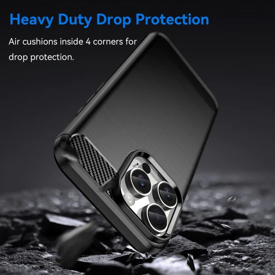Калъф за iPhone 16 Pro - Carbon Silicone - Черен
