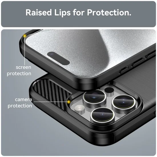 Калъф за iPhone 16 Pro - Carbon Silicone - Черен