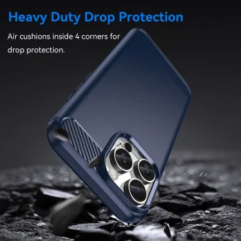 Калъф за iPhone 16 Pro - Carbon Silicone - Blue