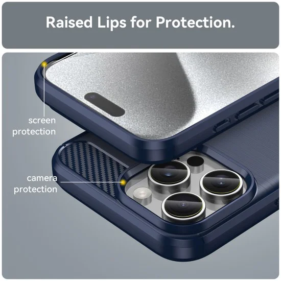 Калъф за iPhone 16 Pro - Carbon Silicone - Blue