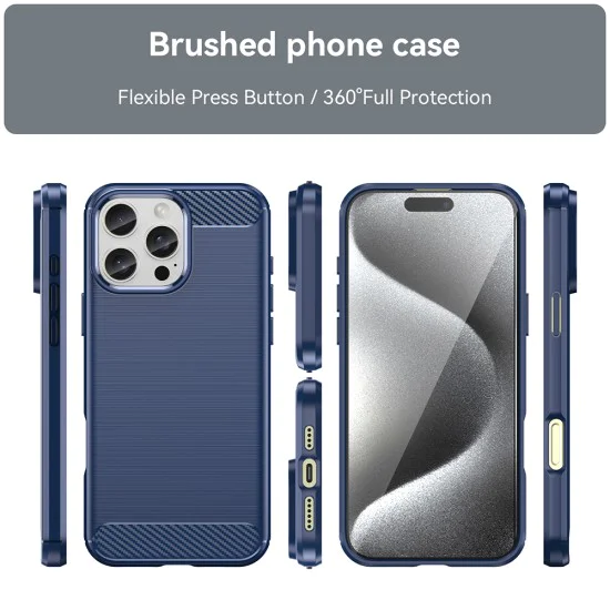 Калъф за iPhone 16 Pro Max - Carbon Silicone - Blue