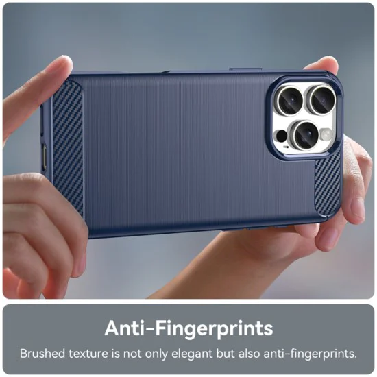 Калъф за iPhone 16 Pro Max - Carbon Silicone - Blue