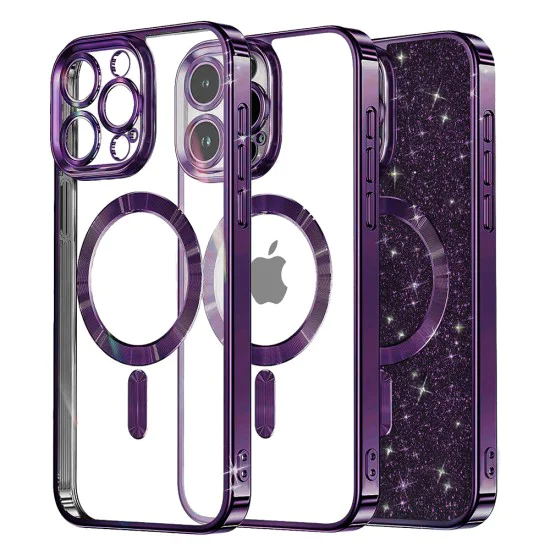 Калъф за iPhone 16 Pro Max - Luxury Glitter MagSafe - Deep Purple