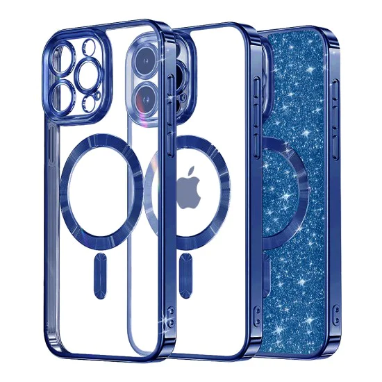 Калъф за iPhone 16 Pro Max - Luxury Glitter MagSafe - Deep Blue