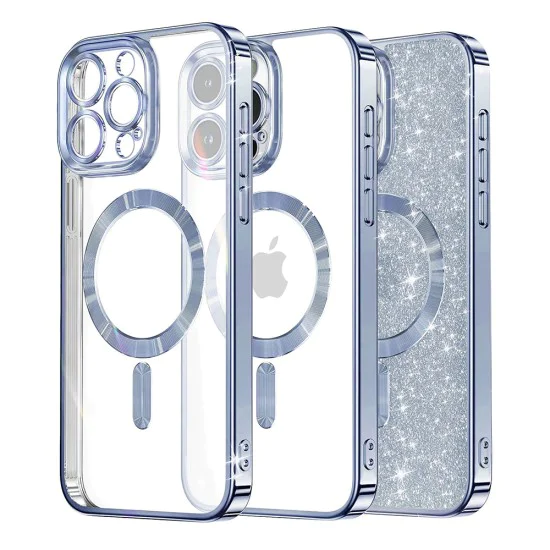 Калъф за iPhone 16 Pro - Luxury Glitter MagSafe - Light Blue
