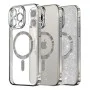 Калъф за iPhone 16 Pro - Луксозен Glitter MagSafe - Сребрист
