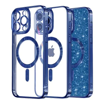 Калъф за iPhone 16 Pro - Luxury Glitter MagSafe - Deep Blue