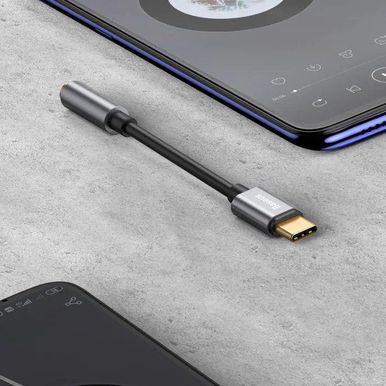 Baseus - Адаптер за аудио кабел L54 (CATL54-01) - Type-C към жак 3,5 mm, DAC чип конвертор - черен