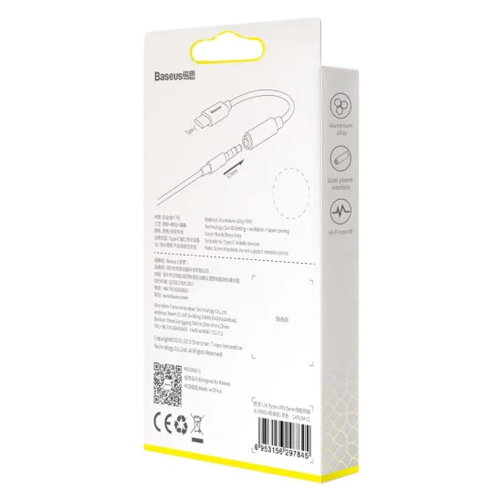 Преходен кабел Type-C към жак - Baseus L54 (CATL54-0G/A10229600117-Z1) - наситено сиво
