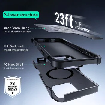 Калъф за iPhone 16 Pro Max - ESR Cyber ​​Armor Kickstand - Зелен