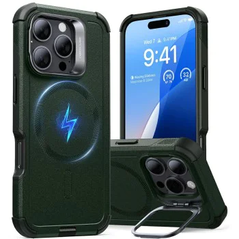Калъф за iPhone 16 Pro Max - ESR Cyber ​​Armor Kickstand - Зелен